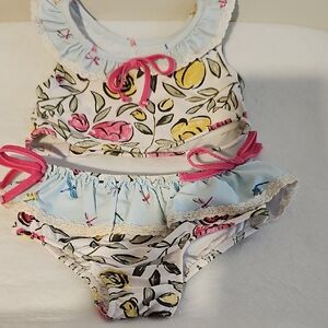 SweetHoney 3t swim set bikini floral dragonfly